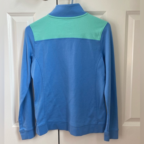 Vineyard Vines Women’s Sweater, Size XS, Blue with Teal Shoulders, Quarter Zip - Picture 2 of 3